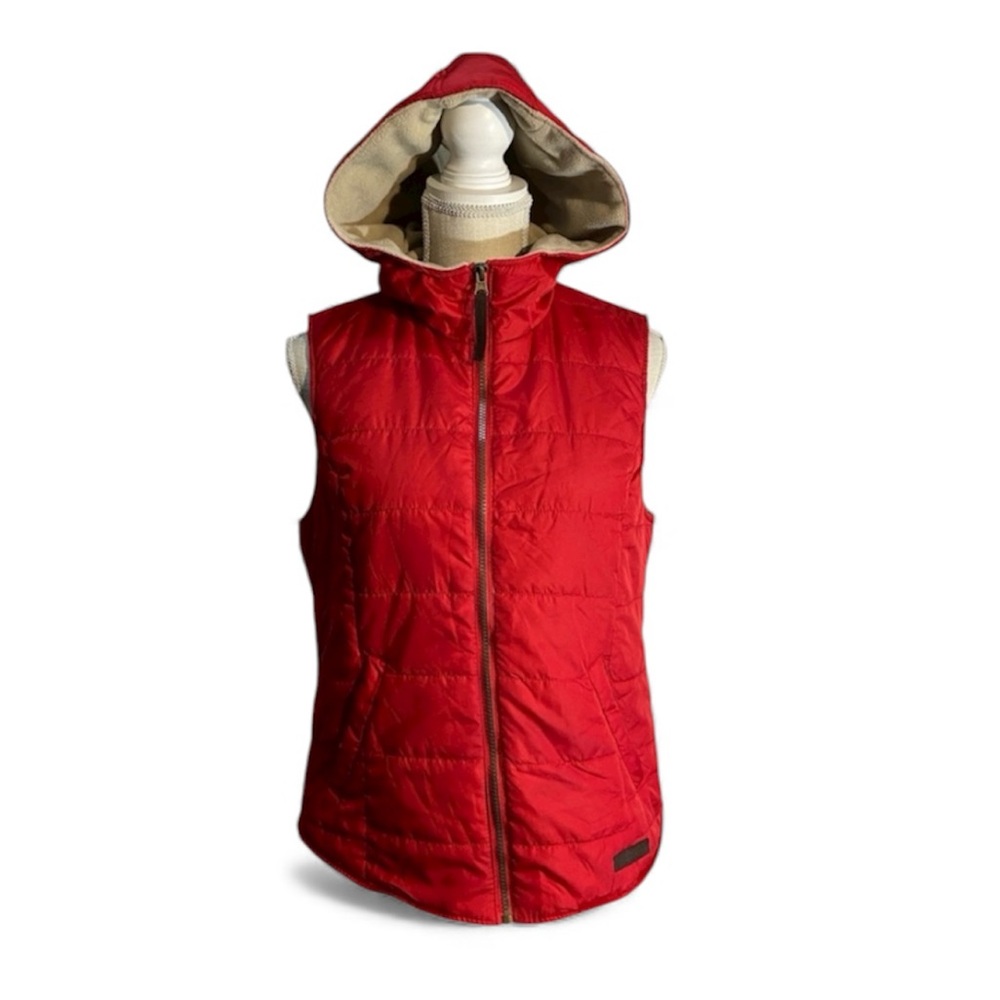 G.H. Bass & Co. Red Hooded Lightweight Quilted Puffer Vest Women’s Medium